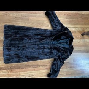 Full length black mink coat size S